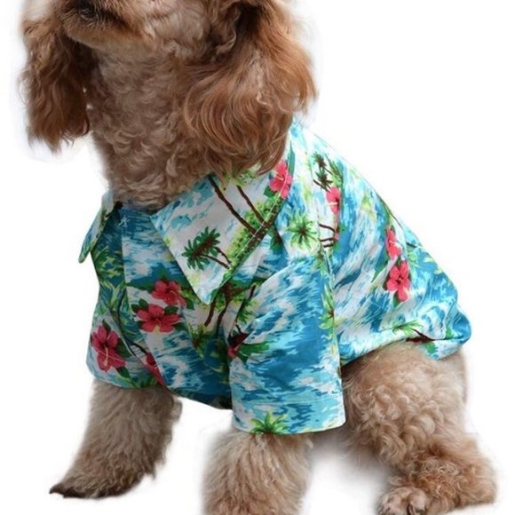 Dog Hawaiian Summertime Button Down Shirt Small - Picture 1 of 5
